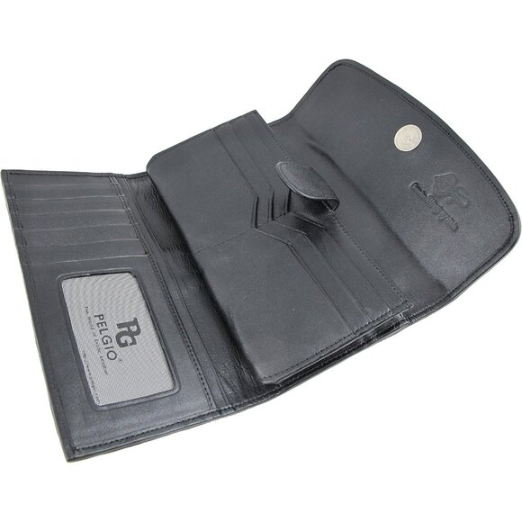 Genuine Stingray Skin Leather Women's Trifold Clutch Wallet Black - Picture 4 of 5